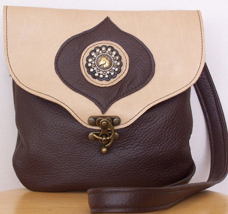 Crossbody Leather Handbag Brown with Horse Head - Hobby Hill Farm
