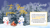 Culinary by Hobby Hill holiday gift certificate with a snowy village and Santa's sleigh