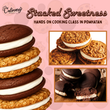 Stacked Sweetness hands-on cooking class in Powhatan, VA – stack of homemade oatmeal cream pies and chocolate whoopie pies | Culinary by Hobby Hill