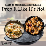 Drop It Like It's Hot cooking class at Culinary by Hobby Hill — chicken and dumplings and mixed berry cobbler