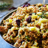 Cranberry sausage stuffing with apple and herbs from a Culinary by Hobby Hill cooking class