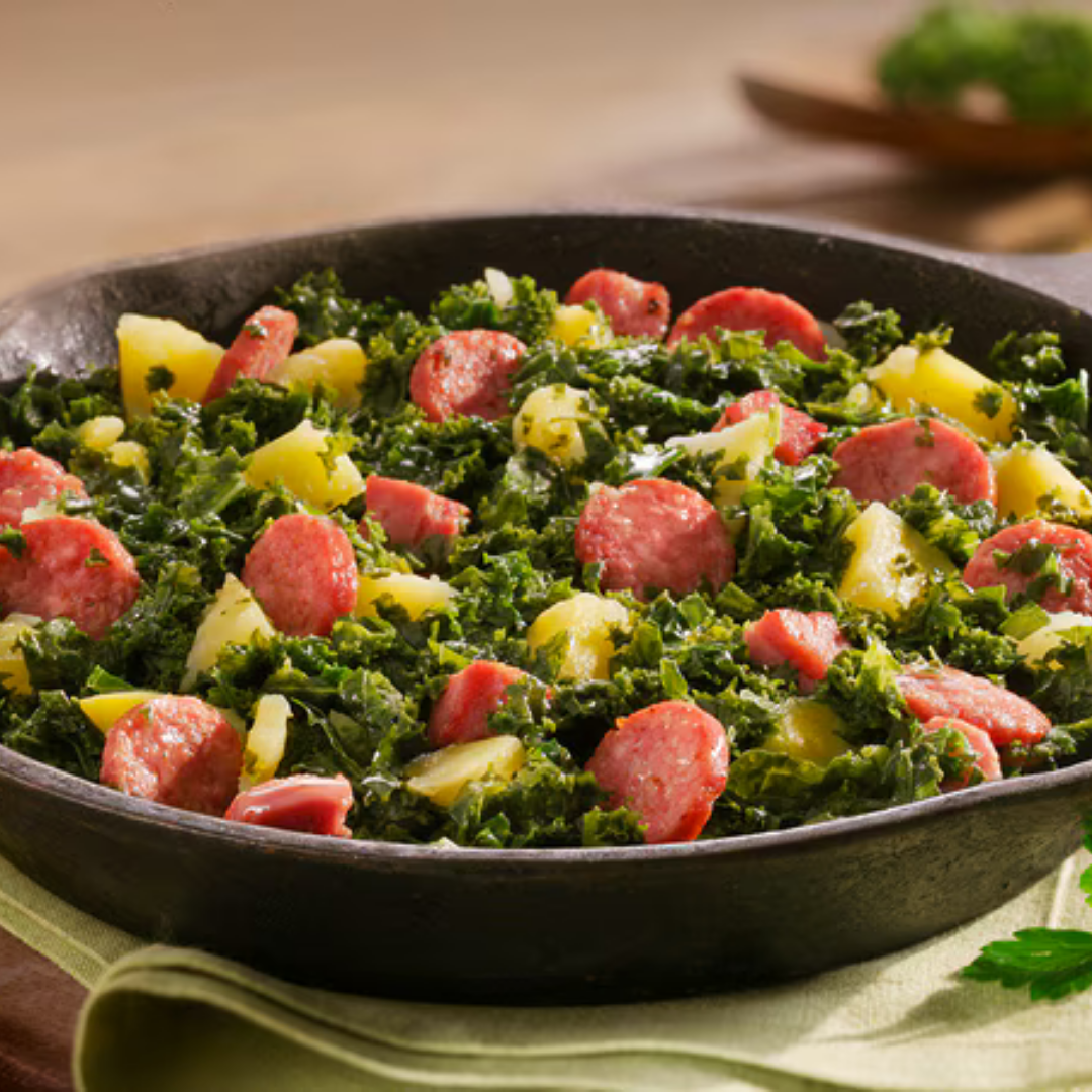 Grünkohlgericht, a German braised kale dish with bacon