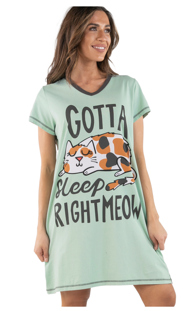 Gotta Sleep Meow V-Neck Nightshirt - Hobby Hill Farm