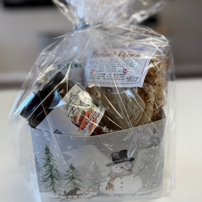 Holiday Snowman Gift Basket – Carrot Cake Jam & Cinnamon Pretzel Chips - Hobby Hill Farm