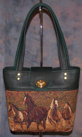 Paint Horses - Hunter Green Leather - Gold Scroll - Hobby Hill Farm