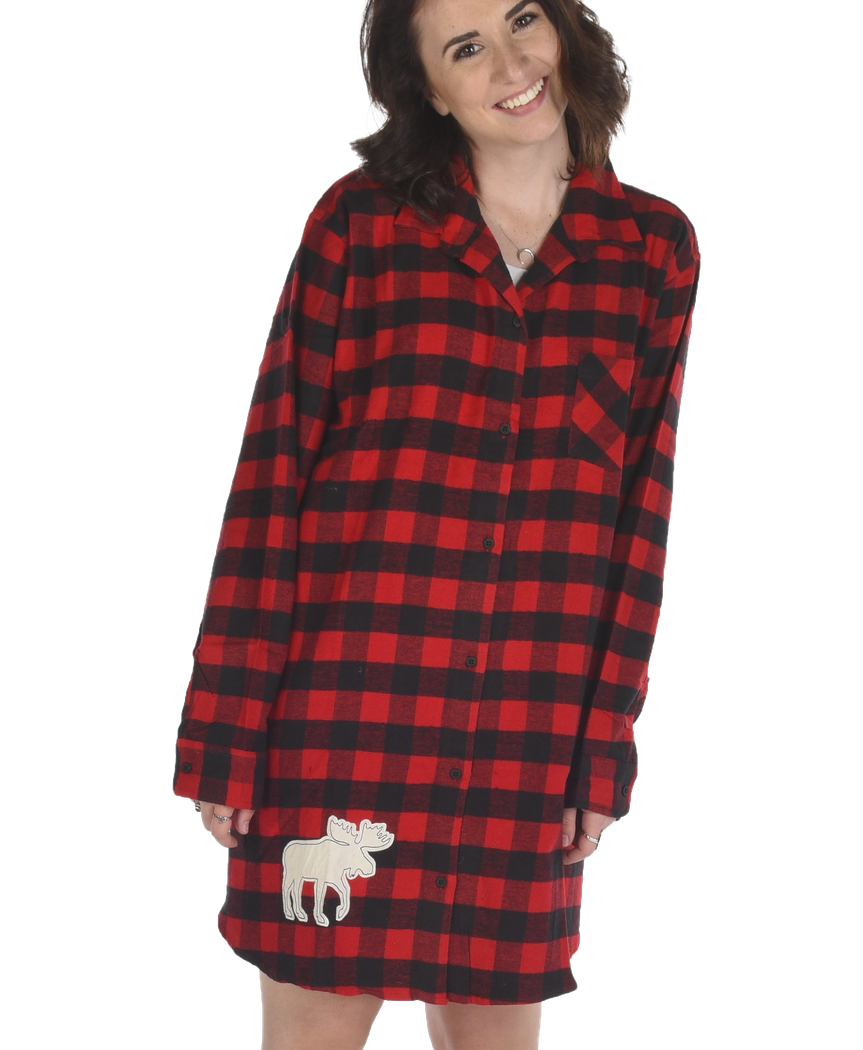 Flannel Moose Plaid Nightshirt - Hobby Hill Farm