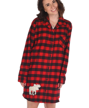 Flannel Moose Plaid Nightshirt - Hobby Hill Farm