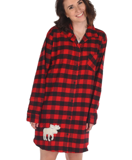 Flannel Moose Plaid Nightshirt - Hobby Hill Farm