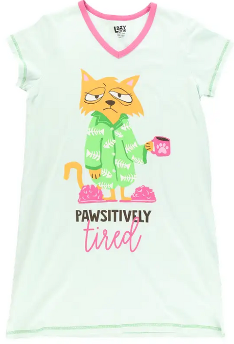 Pawsitively Tired V-Neck Nightshirt - Hobby Hill Farm