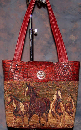Paint Horses - Red Gator Leather - Silver Closure - Hobby Hill Farm